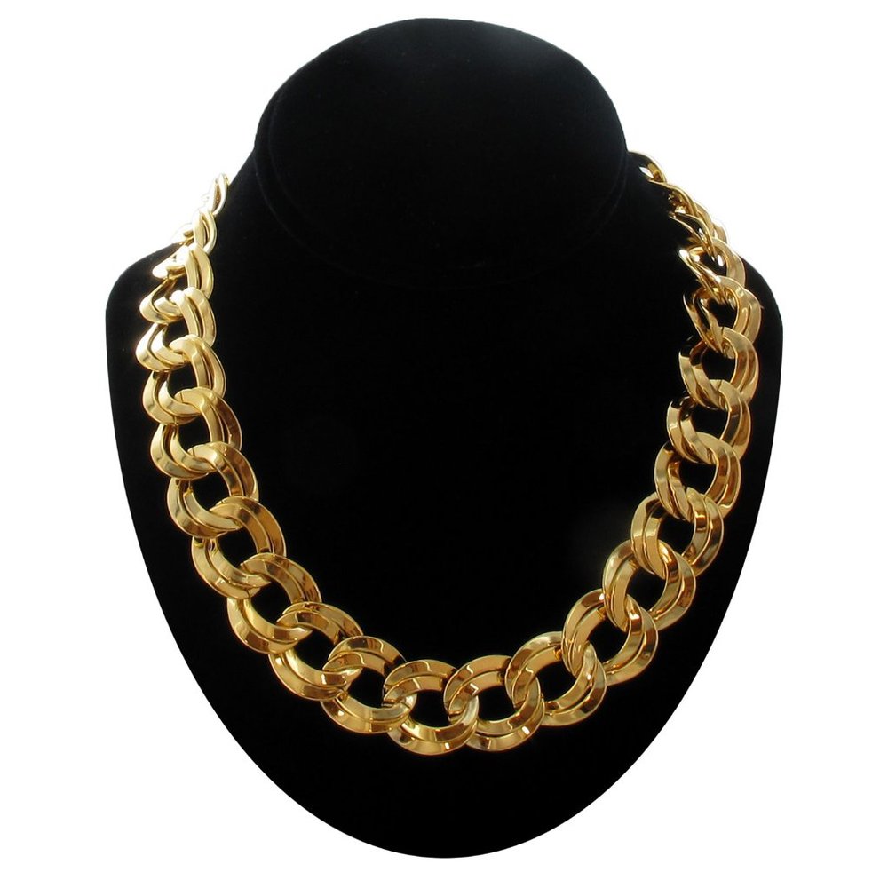 Ky & Co Chunky Gold Tone Double Curb Chain Necklace